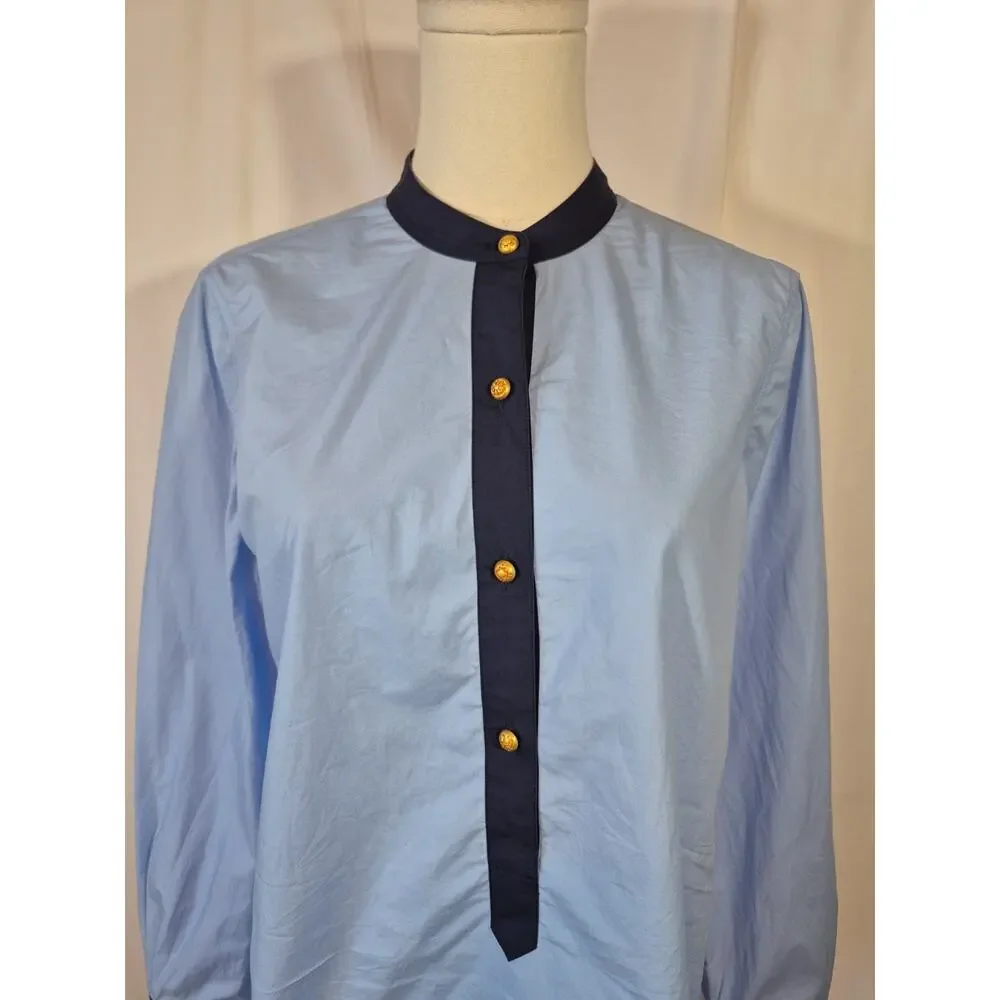 Tory Burch Blue Cotton Tunic Top US 4